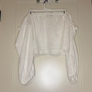 White off the shoulder long sleeve top